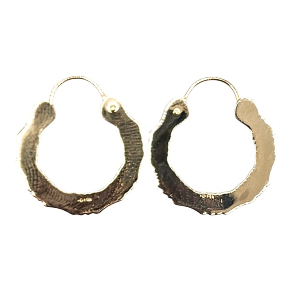 14 Karat Yellow Gold Textured Hoop Earrings #20462 - Picture 5 of 8
